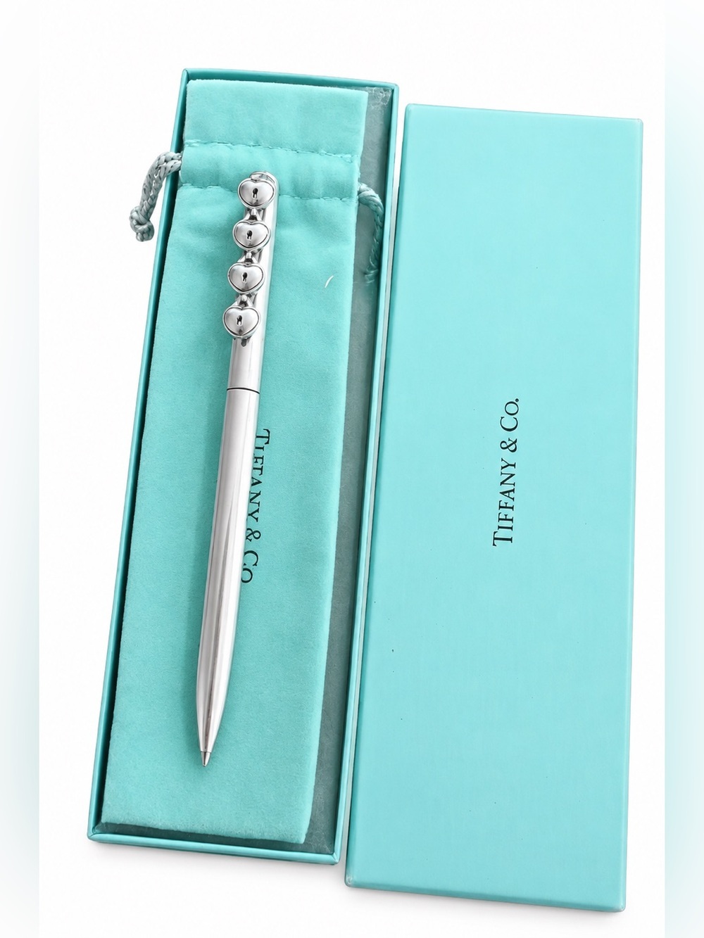 Tiffany & Co. Sterling Silver Ink Pen with Heart Accents